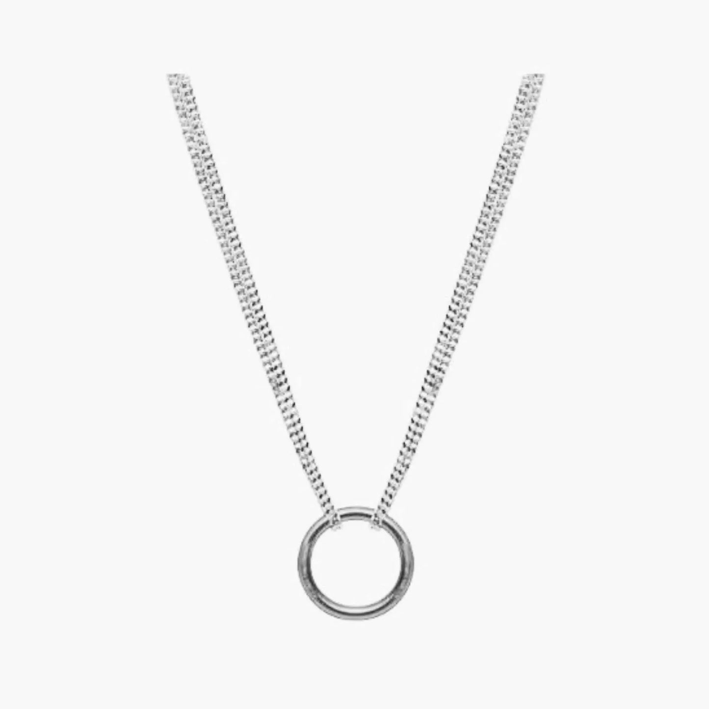 Tula Short Chunky Ring Necklace  - Silver Plating