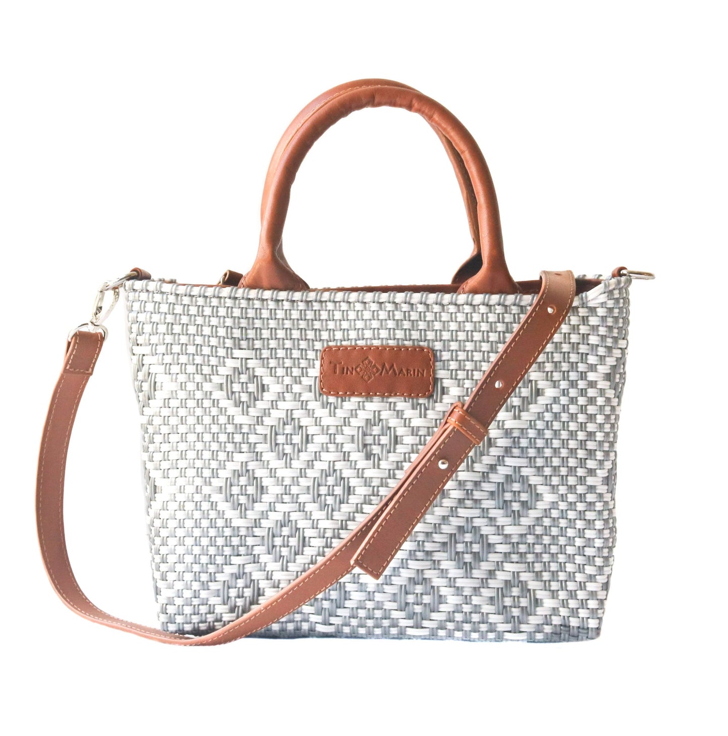 Gabrielle Small Woven Crossbody Bag - Tan Leather