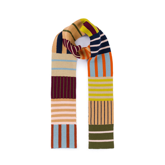 Patchwork Stripe Skinny Scarf