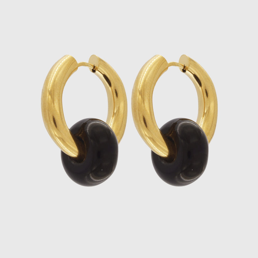 Hope Waterproof Chunky Earring 18K Gold Plating black