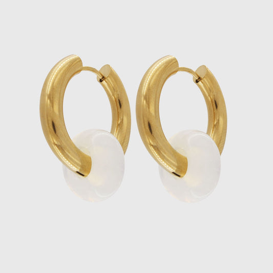 Hope Waterproof Chunky Earring 18K Gold Plating white