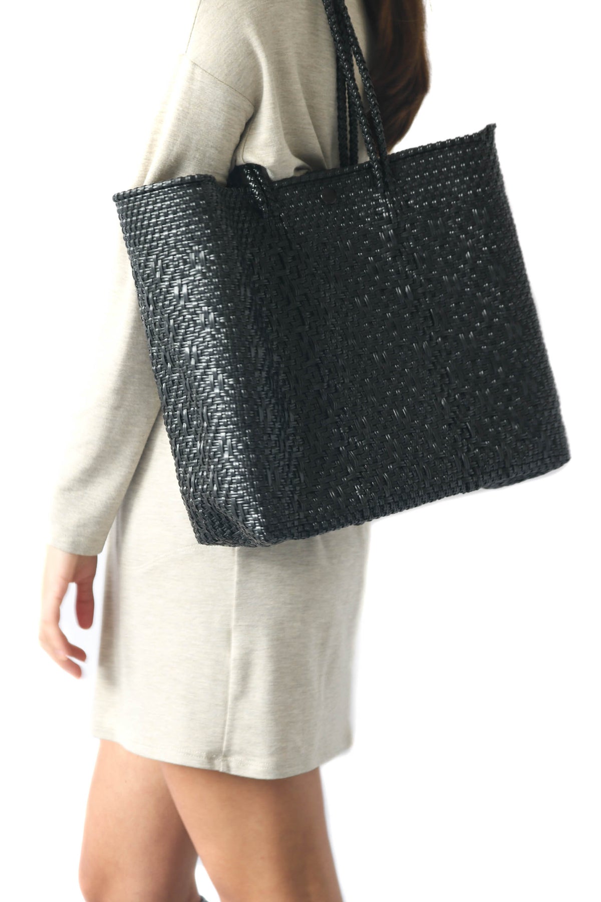 All Black Woven Tote