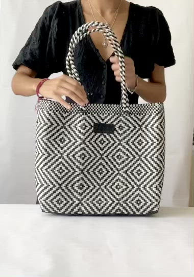 All Black Woven Tote